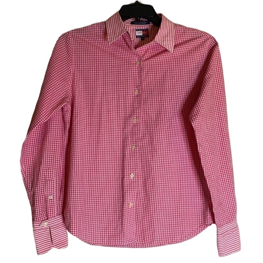 Tommy Hilfiger Pink Check Size 10 Button Down Top